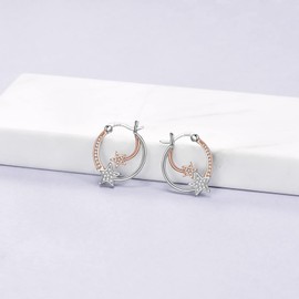 Animal Hoop Earrings for Women Girls 925 Sterling Silver Hypoallergenic Jewelry Gifts for Women Girls Sensitive Ears (star)