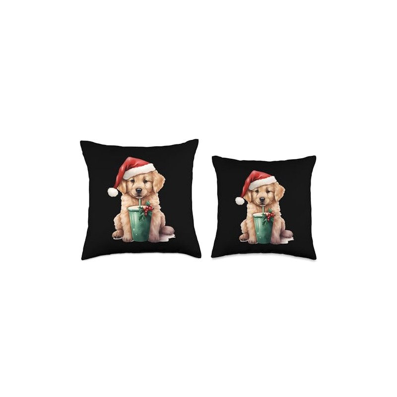 Dog Golden Retriever Christmas Throw Pillow