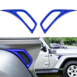 Bonbo 2PCS Exterior Accessories Wheel Eyebrow Side Air Conditioning Vent Outlet Cover Trim for Jeep Wrangler JL JLU Sports Sahara Freedom Rubicon Unlimited Gladiator JT 2018-2023 (Blue)