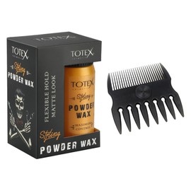 Totex Hair Styling Powder Wax 20gr | Volumising Thickening Magic Dust | Ultra Strong Matte Look & Styling Spinning Comb 2 in 1 Spinner Fine/Coarse Tooth Texturizing and Grooming Hair Comb in Gray