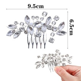 Bridal Flower Side Hair Clips,Bride Crystal Hair Comb Crystal Rhinestone Wedding Hair Comb Bride Crystal Hair Comb Bridal Wedding Hair Clip Comb for Women and Girls