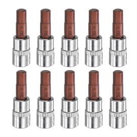 HARFINGTON 10pcs H6 Hex Bit Socket 1/4" Square Drive Metric S2 & CR-V Steel Socket Ratchet Wrench Bits, Silver Red