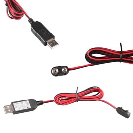 USB to 9V Battery Connector Eliminator Replace 6F22 6LR61 Power Converter Kit Connect Cable 78IN 200CM Multi for Multimeter,LED Light,Electronic Toys, Kids Keyboard Piano