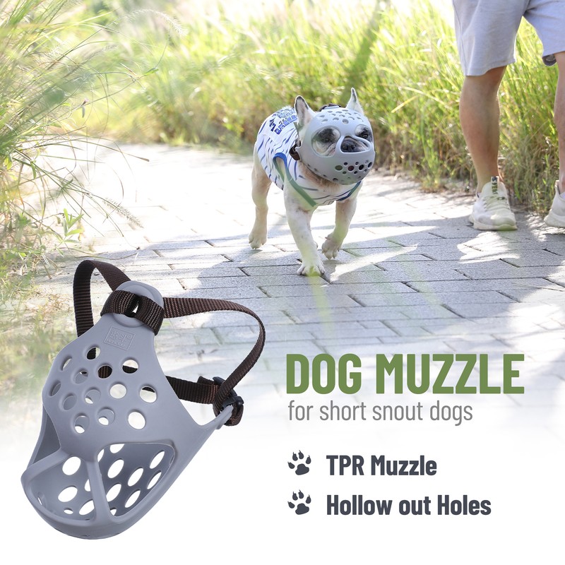 Dog Muzzle for Short Snout Dogs Breathable Holes Prevent Biting