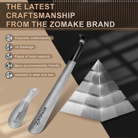 ZOMAKE Shoe Horn Long Handle for Seniors Men Women,Metal Long Shoehorn Boot Horn 16.5",Travel Small Shoe Spoon Helper for Kids 7.5"（Matte）