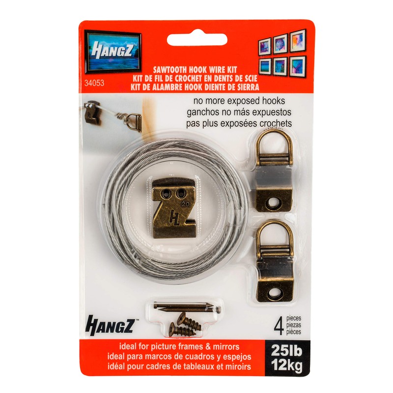 HangZ 34053 Canvas Flat Mount Sawtooth Hook Picture Hanger Kit,