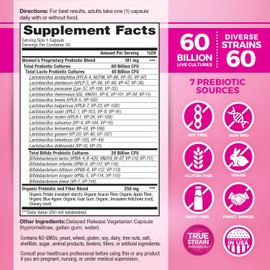 Vital Planet Vital Planet - Vital Flora Women's Daily Probiotic 60 Billion CFU, 60 Diverse Strains, 7 Organic Prebiotics, Vaginal and Immune Support, Bloating, Digestive Health Probiotics for Women 30 Capsules