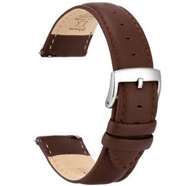 OTTOODY Leather Watch Bands Strap Quick Release, Elegant & Soft Top Grain Genuine Leather Watch band for Men Women, 22mm 21mm 20mm 18mm 16mm Replacement Straps for Watch & Smartwatch, Silver Buckle