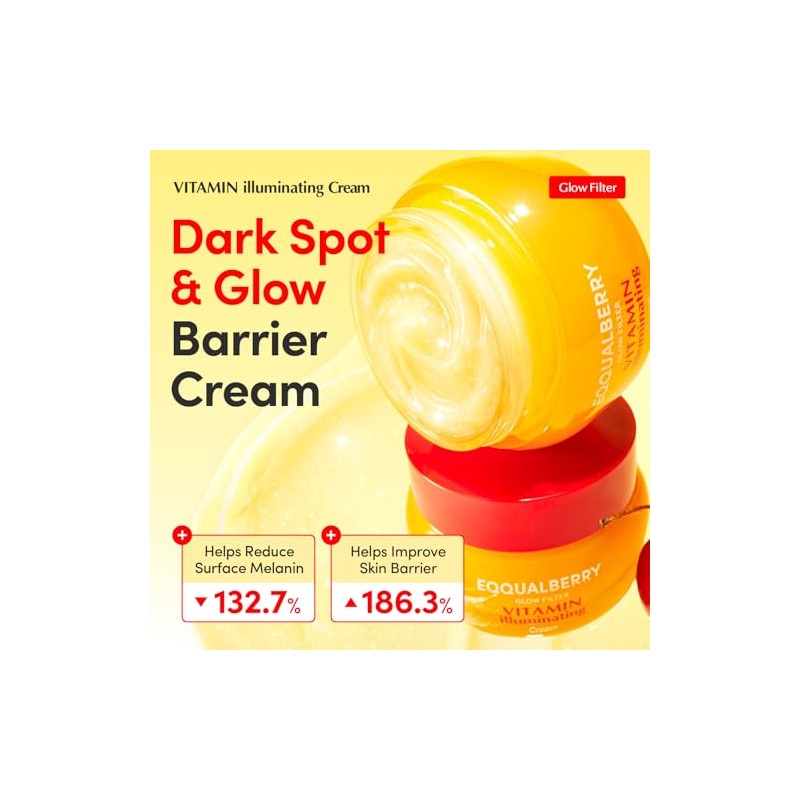 EQQUALBERRY Crema iluminadora de vitaminas, (1.69 onzas líquidas)