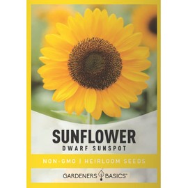 Gardeners Basics, Dwarf Sunflower Seeds for Planting Flowers - (Yellow Sunspot) is an Open-Pollinated, Non-GMO Sun Flower Variety- Dwarf Yellow Sunflower Seeds Great for Outdoor Flower Gardening