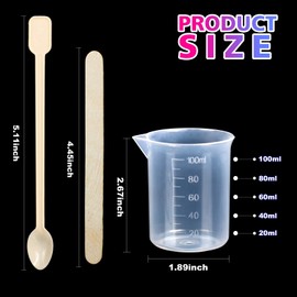 24 PCS 100ml Resin Measuring Cups for Resin Molds, LEOBRO Plastic Epoxy Resin Mixing Cups with 35 pcs Mixing Sticks, Graduated Epoxy Mixing Cup