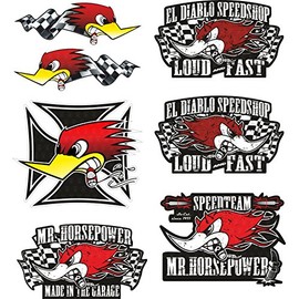 cut-it folientechnik & design MG629 / 7x Sticker Hot Rod Width Approx. 6.5 cm Vintage Racing Tuning Old School Retro Look