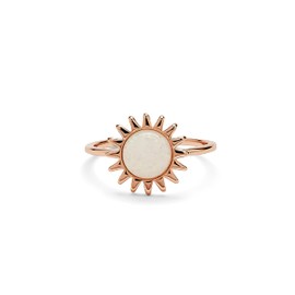 Pura Vida Rose Gold-Plated Sunshine Ring w/Moonstone - Brass Base, Stylish Design - Size 5