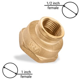 Reducing Coupling 1/2" Female x 1” Female Brass Fitting - Brass Coupling 0,5 incx1 inch Female Brass Pipe Fitting
