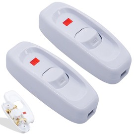 2 Pieces Light Switch AC 250V 10A Inline Cord Switch with LED Indicator Light Single Pole ON/Off Switch for Table Lamp Electrical Cord (White)