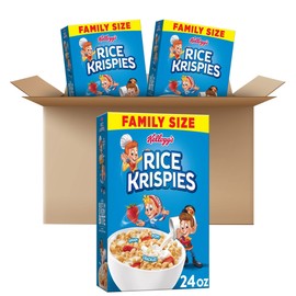 Kellogg's Rice Krispies Cold Breakfast Cereal, Kids Snacks, Baking Marshmallow Treats, Family Size, Original (3 Boxes)