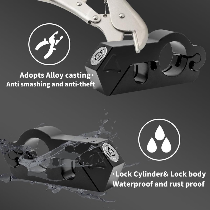 kzinrft Motorcycle Helmet & Handlebar Lock Combo - Anti Theft