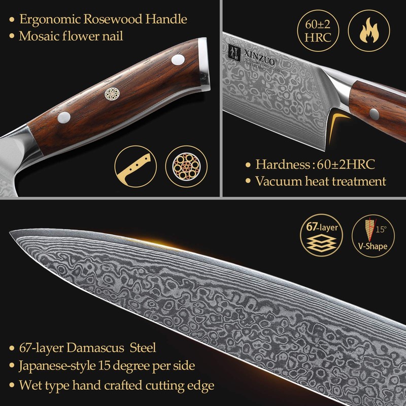 XINZUO 10 Inch Damascus Chef Knife Kitchen Knife Sharp Gyuto