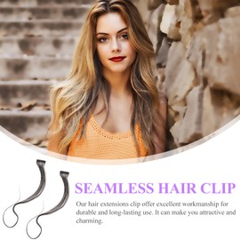 Baluue Real Hair Extensions 2pcs Invisible Hairpiece Straight Wig for Women Premium PU Material Suitable for Everyday Use