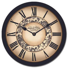 Toile Wall Clock | Ultra Quiet Quartz Mechanism | Hand Made in USA Beautiful Crisp Lasting Color | Comes in 8 Sizes | 24-Inch