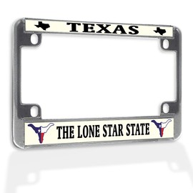 Fastasticdeals Metal Insert Bike License Plate Frame Texas The Lone Star State C Weatherproof Motorcycle Accessories Chrome 4 Holes Solid Insert