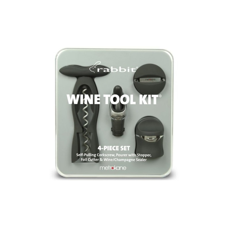 Rabbit 4 Piece Wine Tool Kit (Velvet Black)