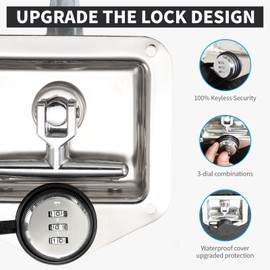 Loclink Combination Truck Tool Box Lock Replacement, 3 Digit Combination Lock Keyless Security Folding T-Handle Latch Standard US General for Trailer Toolbox RV Camper Motorhome Patrol Car