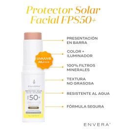 Protector Solar Color Barra 10gr Iluminador Spf50+ Envera Todo Tipo De Piel Día