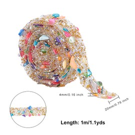 SUPERFINDINGS 1m Crystal Rhinestone Trim Glass Hotfix Rhinestone Beaded Trim Colorful Rhinestone Sparkling Bling Ribbons Sewing Accessories for Clothes Bag Shoes Wedding Party Decoration