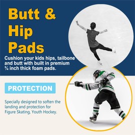 RANDDER Kids Butt Pad Shorts for Skating Snowboarding Ski Hockey, Hip Tailbone Padded Shorts for Youth Child(Black, L)