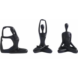 NxInnoX Meditation Yoga Statues 3pcs, Resin Zen Yoga Figurines for Bookself, Home Decor, Gifts (Black)