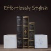Marble Bookends Handcrafted Heavy Marble Cube Square Bookshelf Decor Set