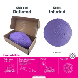 Edushape Texture-iffic Sensory Ball for Baby - 7" Deflated Purple Color Baby Ball That Helps Enhance Gross Motor Skills for Kids - Toddler Ball with 8 Sections of Different Tactile Patterns