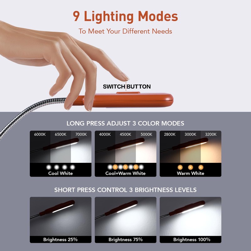 VAVOFO Rechargeable Book Light for Reading in Bed Kids, 7