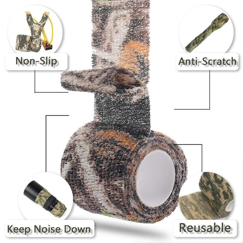 Favuit Camo Wrap Tape, 6 Roll Military Camouflage Stretch Form