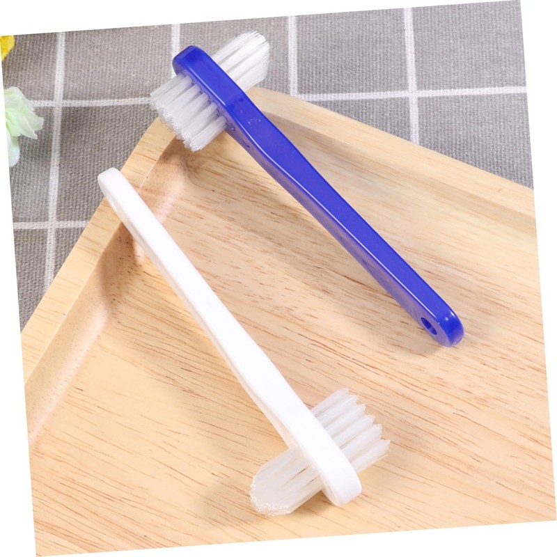 Baluue 4pcs Portable Double- Denture Cleaning Brush Lightweight Ergonomic Design