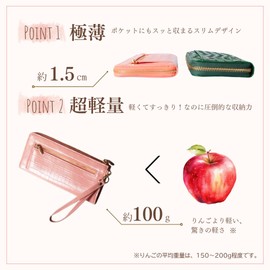 [world closet] Long Wallet, Age of Wind, Colored Pencil Wallet, Women's, L-Shaped Zipper, Holds 24 Cards, Large Capacity, Crocodile Embossing, Enamel, Removable Strap, Women's, 2-Way, Lightweight