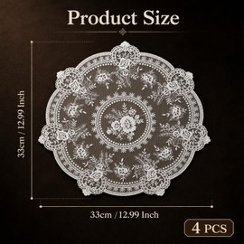 4 Pcs Lace Placemats Retro Lace French Crochet Doilies 13 Inch