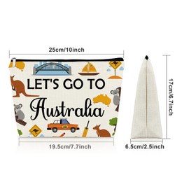 Australia Trip Gift Makeup Bag Australia Lover Gifts for Daughter Sister Australian Vacation Gift for Travel Mom Aunt Cosmetic Bag Travel Themed Gifts Graduation Birthday Present for Her Zipper Pouch
