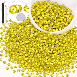 3000PCS SS16/4mm Crystal Rhinestones (Lemon Yellow), Bedazzling Flatback Glass Rhinestones for Crafting DIY Nail Art Makeup Decoration, Gems Diomand Charms for Tumbler Shoes Clothing Mug