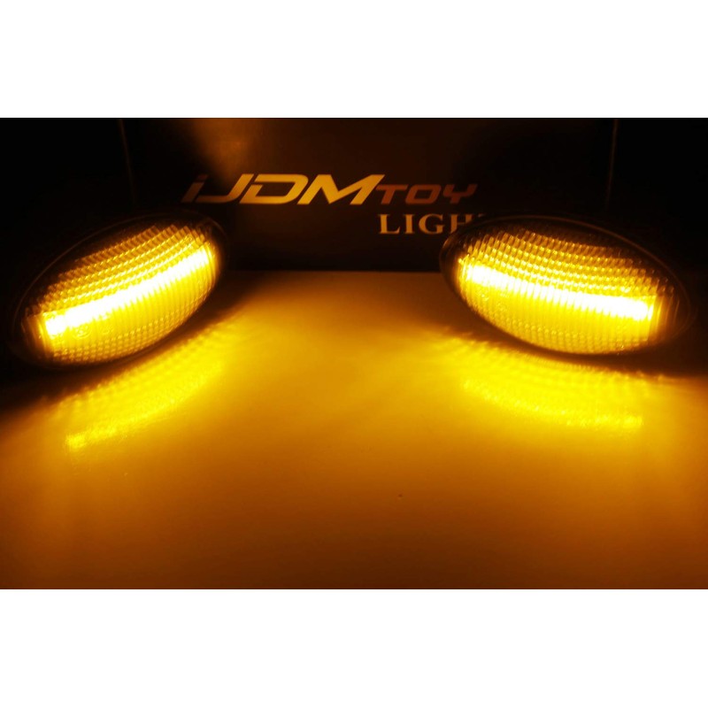 iJDMTOY Smoked Lens Amber Full LED Front Side Marker Lights