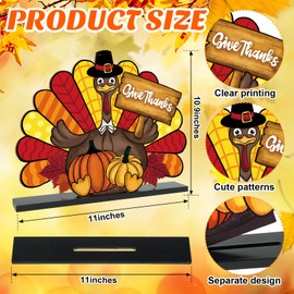 Thanksgiving Decorations Wooden Turkey Table Sign Fall Pumpkin Autumn Table Centerpieces Standing Tabletop Happy Thanksgiving for Holiday Harvest Home Room shelf Farmhouse Decorations Thanks Gives