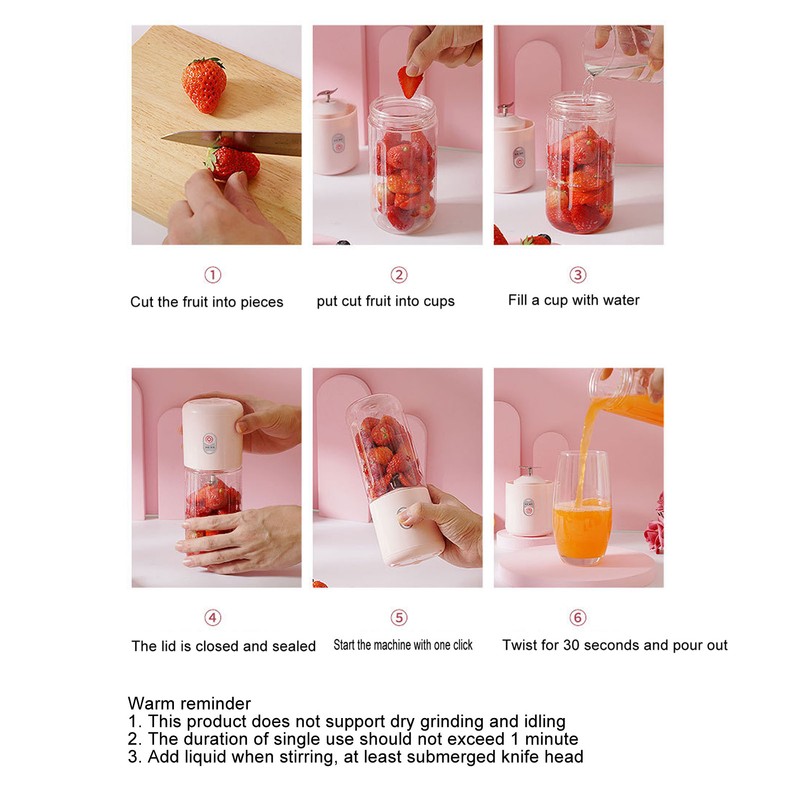 Portable Blender 500ml Mini Personal Juicer Blender for Smoothies Shakes