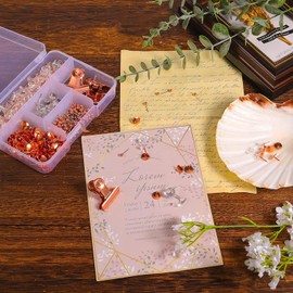 SKYART 465 Piezas Juego de Chinchetas Transparentes, Chinchetas Metal y Plástico Chinchetas Clips Alfileres de Empuje para Tablero de Corcho Pared 5 Estilos Suministros de Oficina (Oro Rosa)