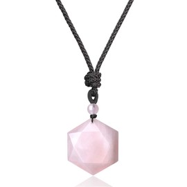 COAI Rose Quartz David Star Crystal Necklace for Women Men