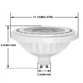 Rowrun GU10 Based AR111 LED Bulb, 12W 1200LM Dimmable LED Flood Light 100W Halogen Replacement, Reflector Indoor Flood Light for track lighting fixture in kitchen studio Daylight White 6000K Pack of 2