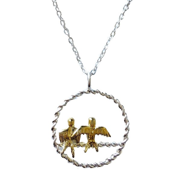 Fibonacci's 925 Sterling Silver and Gold Plated Birds on a
