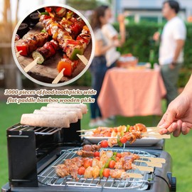 Minatee 3000 Pcs Bamboo Skewers for Appetizers Toothpicks Wide Wooden Skewers Paddle for Kabobs Cocktail Picks Fruit Kababs Bbq Barbecue Sausage Grilling (8 Inches)