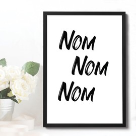 Red Ocean Funny Sign For Kitchen Framed Print Home Decor Dining Room Sign Family Gift Wall Art (Nom Nom Nom (With Frame))