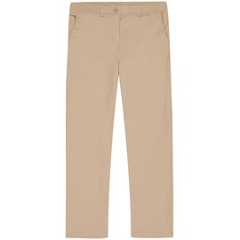 Nautica Girls' School Uniform Bootcut Pants, Adjustable Elastic Waistband with Button Closure, Comfortable Twill Material, Khaki/High Waist, 16